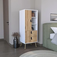 Toka Dresser 52"H Stylish Bedroom Storage Solution with 3 Open Shelves, 2 Drawers, and 1 Door