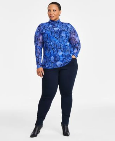 I.N.C. International Concepts Plus Size Mesh Turtleneck Skinny Leg Denim Jeans Exclusively At Macys