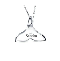 Bling Jewelry Nautical Blue Inlay Created Opal Fish Fin Whale Tail Pendant Necklace .925 Sterling Silver