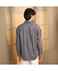 Campus Sutra Men's Moon Grey Seersucker Shirt