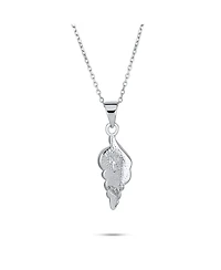 Bling Jewelry Vacation Blue Created Opal Inlay Nautical Tropical Beach Sand Conch Sea Shell Pendant Necklace .925 Sterling Silver