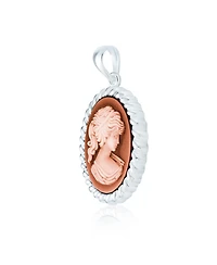 Bling Jewelry Classic Antique Style Red Blue Black White Carved Oval Framed Victorian Lady Portrait Cameo Pendant Brooch Necklace For Women .925 Sterl