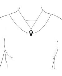 Bling Jewelry Timeless Fashion Black Onyx Green Jade Cross Pendant Necklace Sterling Silver