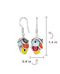 Bling Jewelry Spiritual Protection Round Multiple Cluster Evil Eye Charms Dangle Earrings Sterling Silver Fish Hook