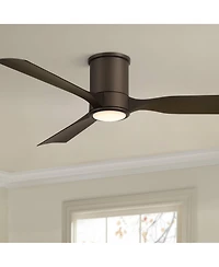 Casa Vieja 56" Keel Indoor Outdoor Ceiling Fan 3 Blade Led Light Remote Control Emperial Bronze Finish Bedroom Hugger Damp Rated