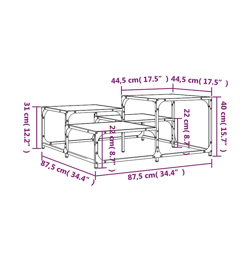 vidaXL Coffee Table Brown Oak 34.4"x34.4"x15.7" Engineered Wood