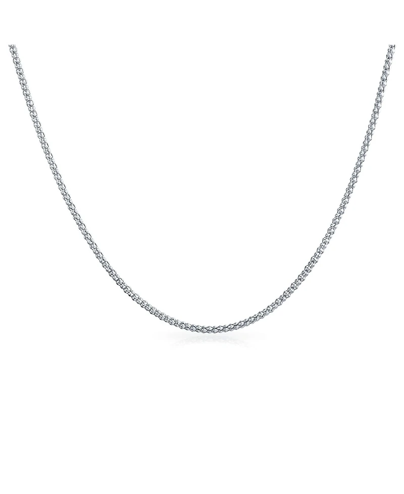 Bling Jewelry Bali Style Popcorn Coreana Chain Necklace .925 Sterling Silver Slender