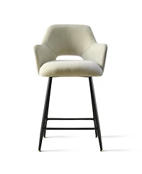 25.5" Armrest Counter Stools Set of 2,Upholstered Counter Height Barstools with Back-Maison Boucle