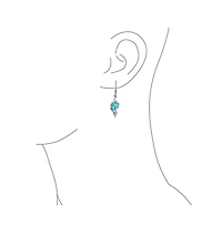 Bling Jewelry Blue Opal Inlay Sea Shell Dangle Earrings in Sterling Silver