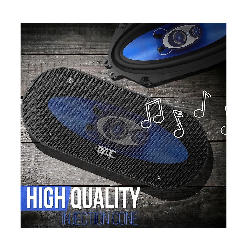 Pyle 4" x 10" Three-Way Triaxial Speaker System, 300 Watt, Blue