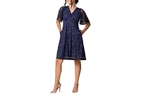 Kiyonna Women's Starry Sequin Lace V-Neck Cocktail Dress with Pockets