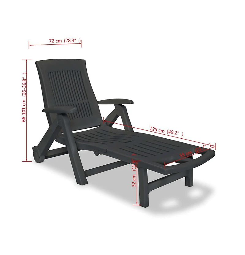 vidaXL Sun Lounger with Footrest Plastic Anthracite