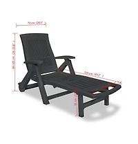 vidaXL Sun Lounger with Footrest Plastic Anthracite