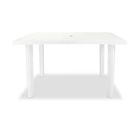 vidaXL Patio Table White 49.6"x29.9"x28.3" Plastic