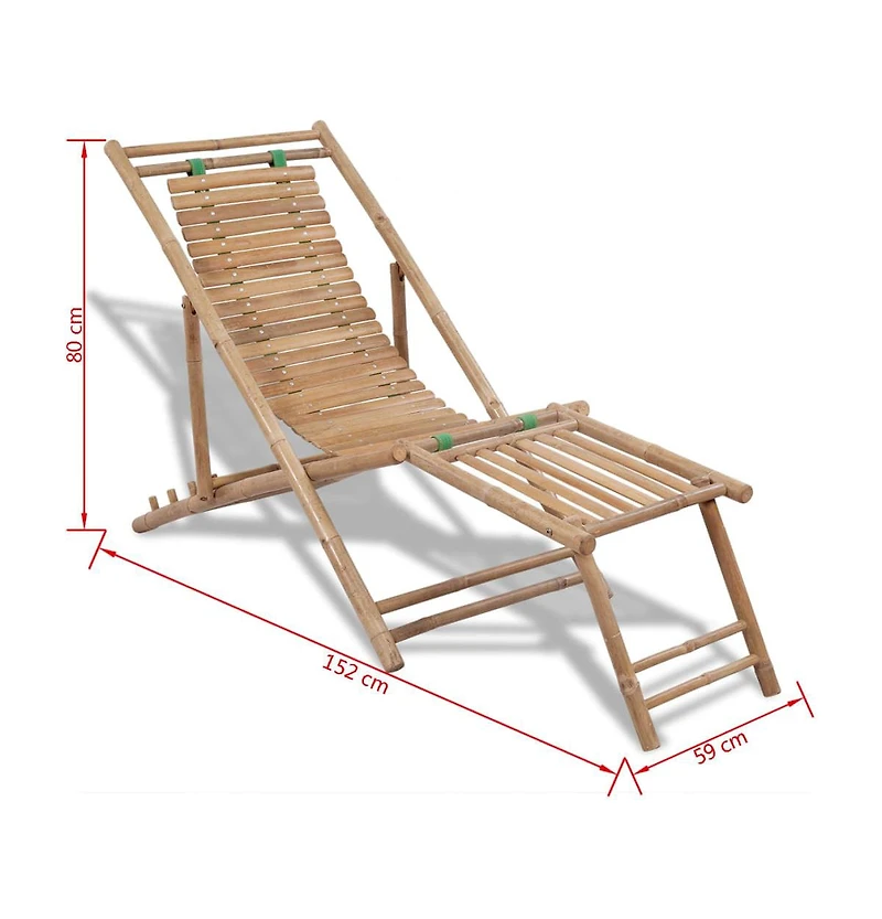 vidaXL Patio Deck Chair with Footrest Bamboo
