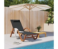 vidaXL Sun Lounger with Pillow Gray Textilene and Solid Wood Poplar