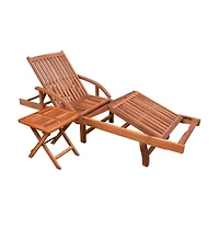 vidaXL Sun Lounger with Table Solid Acacia Wood