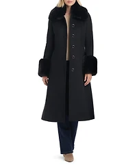 Vince Camuto Women's Single-Breasted Fit and Flared Drap Wool Coat