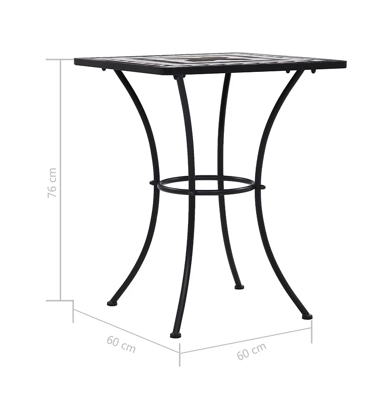vidaXL Mosaic Bistro Table Black and White 23.6" Ceramic