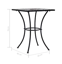 vidaXL Mosaic Bistro Table Black and White 23.6" Ceramic