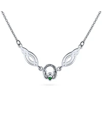 Bling Jewelry Traditional Green Cubic Zirconia Bff Celtic Infinity Love Knot Heart Love Knot Claddagh Collar Necklace Statement .925 Sterling Silver