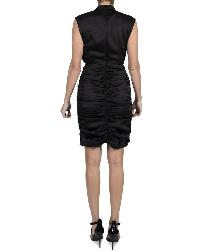 julia jordan Women's Sleeveless High-Neck Pleated Dress