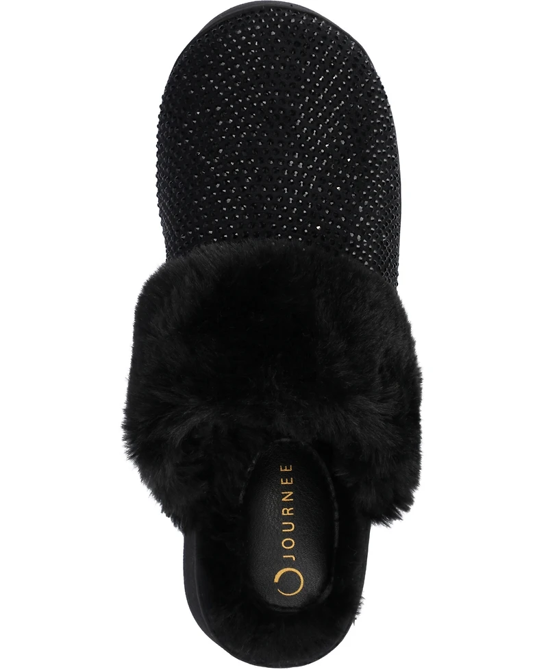 Journee Collection Women's Emmber Rhinestone Platform Slippers