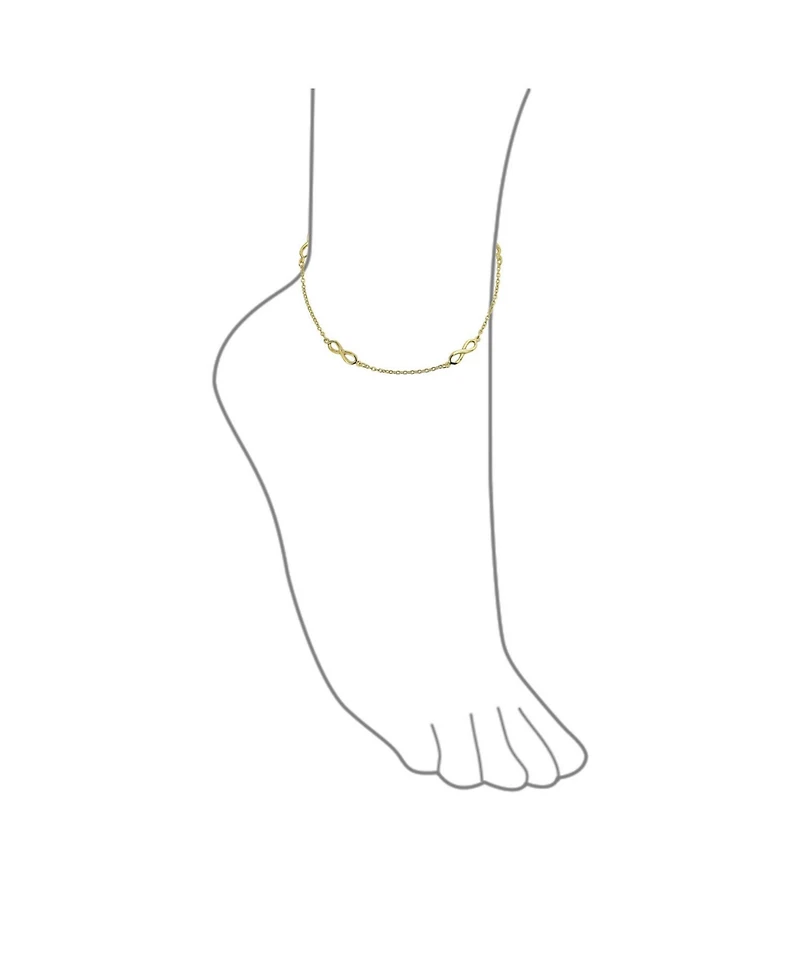 Bling Jewelry Dainty Infinity Love Knot Anklet Ankle Bracelet 14k Gold Plated Chain