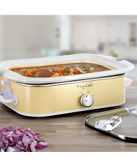 MegaChef 3.5 Quart Casserole Slow Cooker with 3 Temperature Settings in Cream