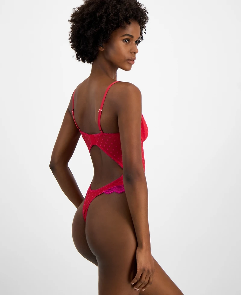 I.n.c. International Concepts Women's Floral Mesh Thong Bodysuit