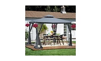Slickblue 10x10 Outdoor Patio Gazebo Canopy Tent with Ventilated Roof and Mosquito Netting for Insect Protection