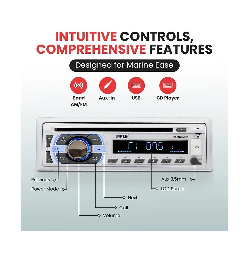 Pyle Marine Bluetooth Cd/MP3 Radio Receiver