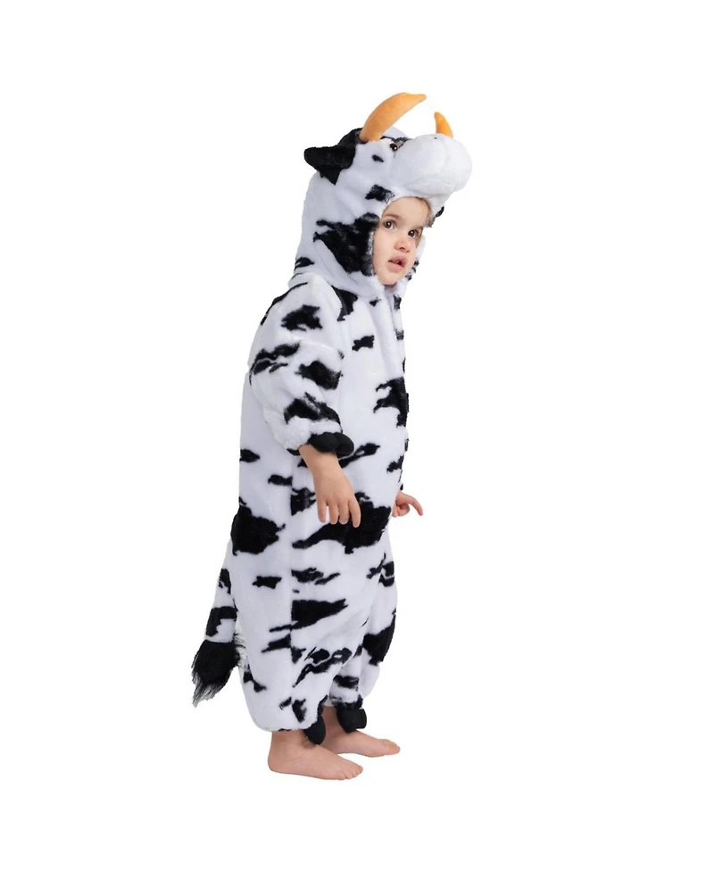 Dress Up America Cow Jumpsuit Costume with Horns & Tail - Kids Boys Girls