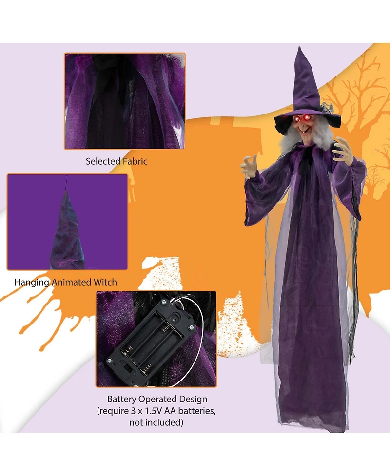 6 Ft Halloween Animatronic Witch Hanging Decoration
