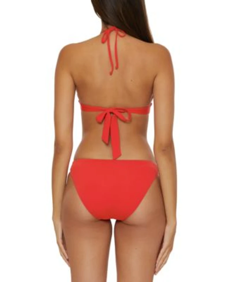 Becca Womens Fiesta Halter Bikini Top Side Tab Bottoms