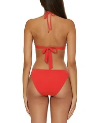 Becca Womens Fiesta Halter Bikini Top Side Tab Bottoms
