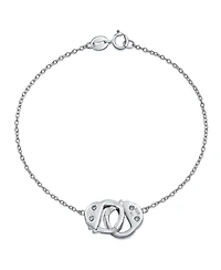 Bling Jewelry Minimalist Thin Partners Couples Interlocking Handcuff Bracelet Cz Accent .925 Sterling Silver with Working Lock Clasp