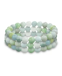 Bling Jewelry Stackable Set Of 3 Natural Stone Round Bead 8MM Multi Strand Stretch Bracelet