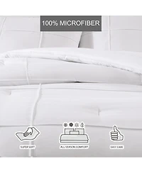 City Scene Solid Microfiber White 4 Piece Duvet Cover Set-King