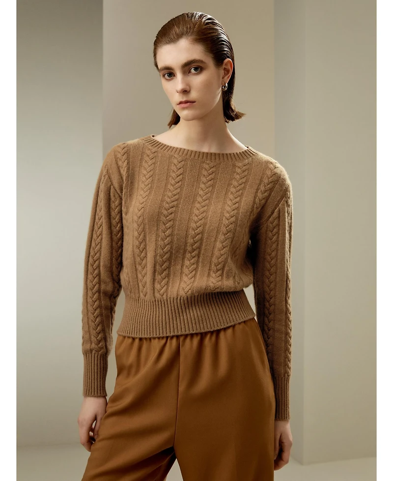 Lilysilk Women's Pure Cashmere Drop Shoulder Crew Neck Sweater for Women