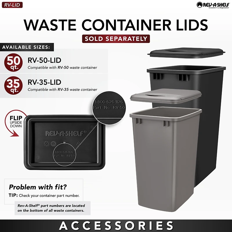 Rev-a-Shelf Double Pullout Trash Cans 35 qt. with Soft-close, 53WC-1835SCDM-212