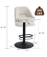 360° Swivel Fabric Stool,Set Of 2 Adjustable Barstools-Maison Boucle
