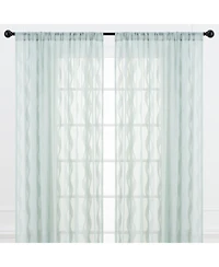 Chanasya Premium Quatrefoil Voile Sheer Curtains - 2-Panel Light Filtering Curtains for Living Room, Bedroom, Kitchen - 52" x 108" - Sage