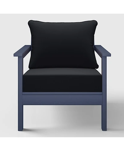 WestinTrends Outdoor Modern Hdpe Patio Navy Blue Club Chair with Deep Seat Cushions
