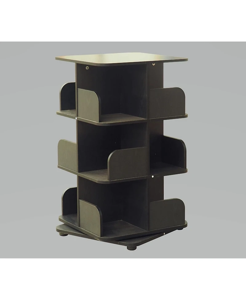 Kings Brand Furniture 3-Tier Revolving Bookcase Bookshelf, Media Storage Cabinet, Natural