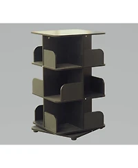 Kings Brand Furniture 3-Tier Revolving Bookcase Bookshelf, Media Storage Cabinet, Natural