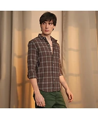 Men's Chocolate Brown Tartan Plaid Shirt