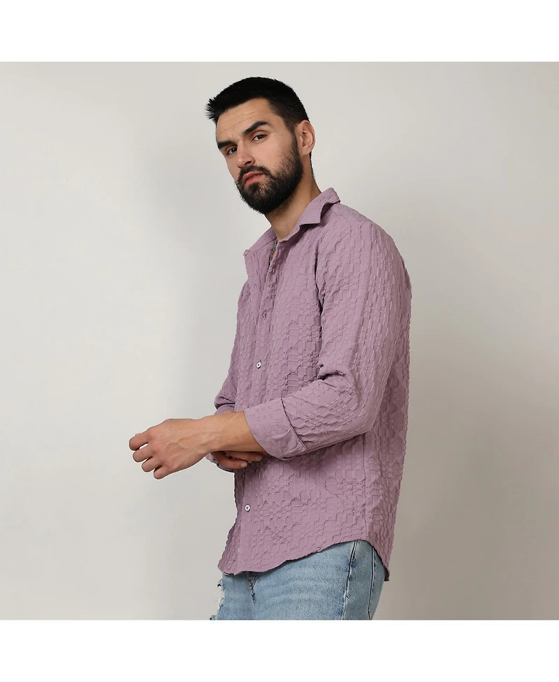 Men's Periwinkle Purple Embossed Geometric Shirt