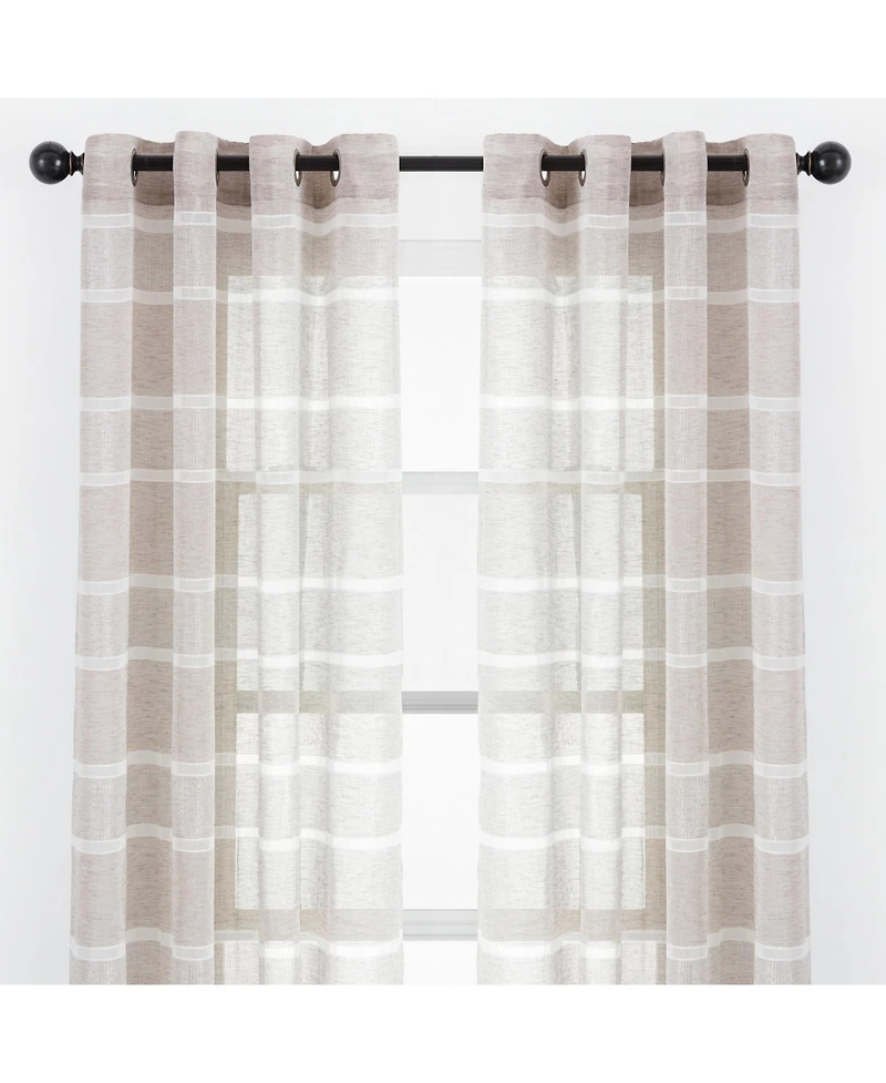 Chanasya Premium 2-Panel Faux Linen Shimmer Textured Sheer Curtain Panels