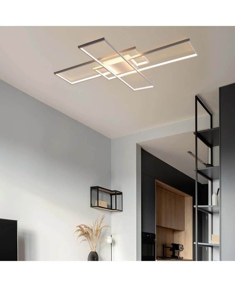 Jonathan Y Palco Contemporary Minimalist Metal Adjustable Dimmable Geometric Integrated Led Flush Mount